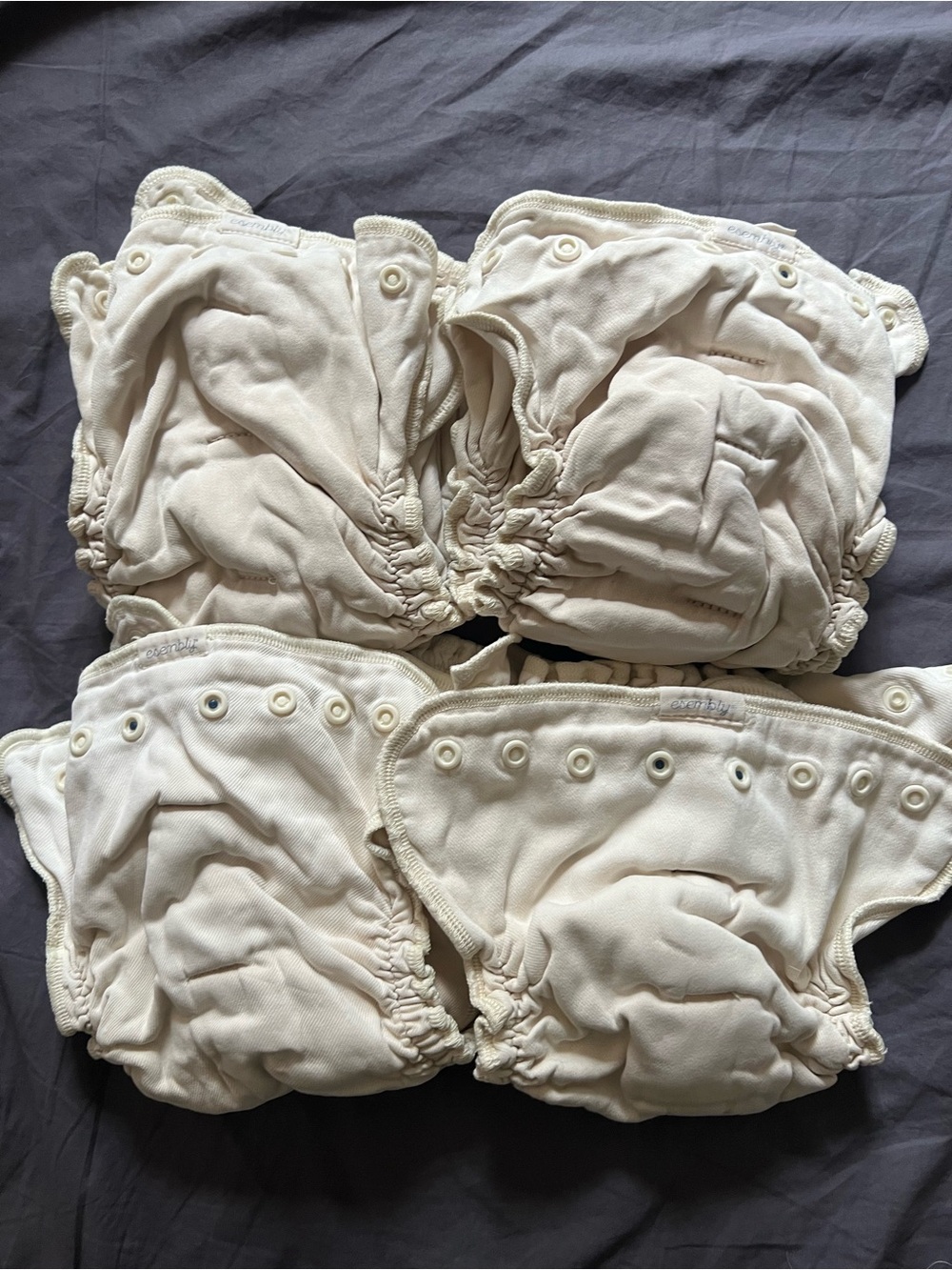 Esembly Organic Cream Cloth Diaper Cover - Adjustable Snap Closure - Size 2